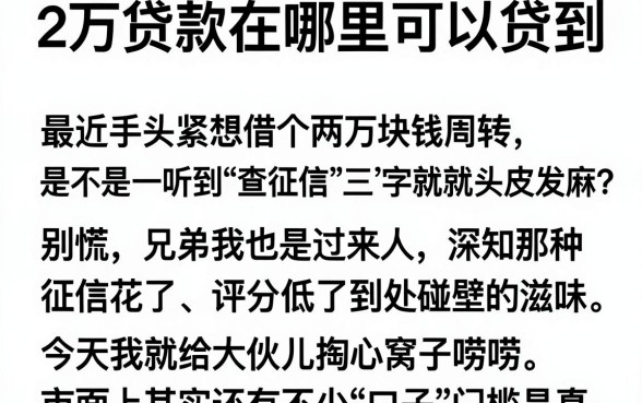 2万贷款在哪里可以贷到,理出五个无视评分的贷款平台