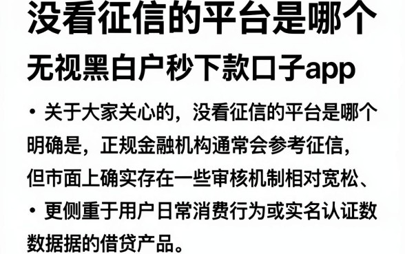 没看征信的平台是哪个,概括五个无视黑白户秒下款口子app