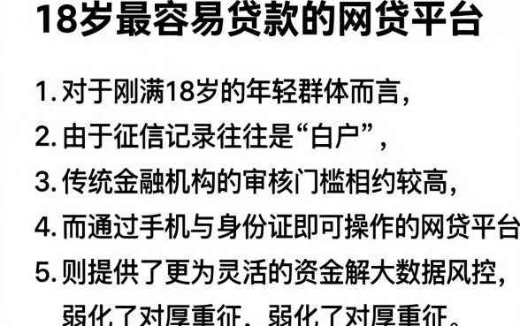 18岁最容易贷款的网贷平台，理出5个手机和身份证快速借钱软件