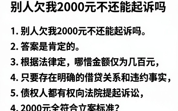 别人欠我2000元不还能起诉吗,罗列5个不看负债和征信的软件