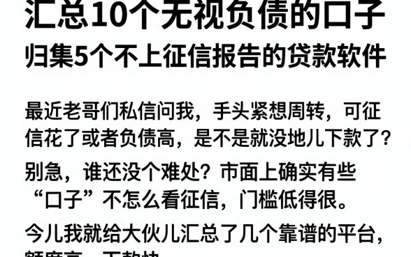 汇总10个无视负债的口子，归集5个不上征信报告的贷款软件