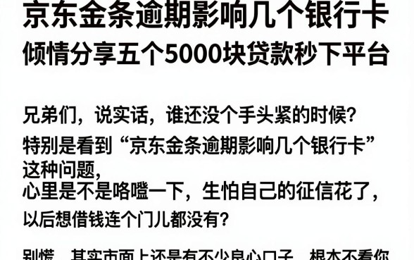 京东金条逾期影响几个银行卡,倾情分享五个5000块贷款秒下平台