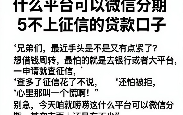 什么平台可以微信分期,理出5个不上征信的贷款口子