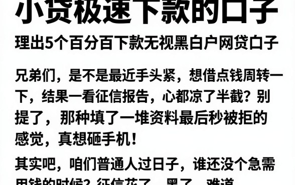 小贷极速下款的口子,理出5个百分百下款无视黑白户网贷口子