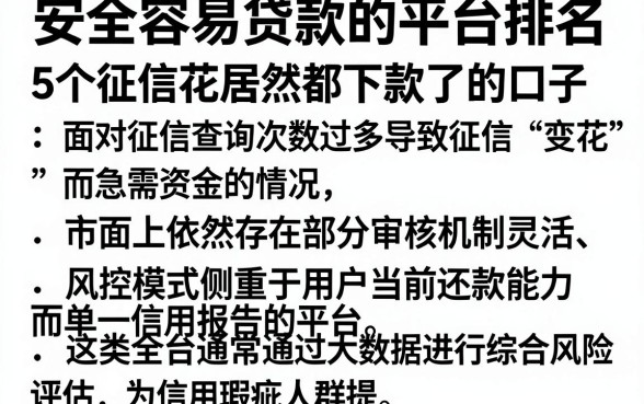 安全容易贷款的平台排名，详尽说明5个征信花居然都下款了的口子