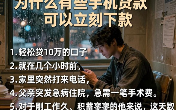 为什么有些手机贷款可以立刻下款,条列五个轻松贷10万的口子
