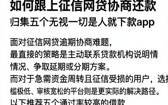 如何跟上征信网贷协商还款,归集五个无视一切是人就下款app