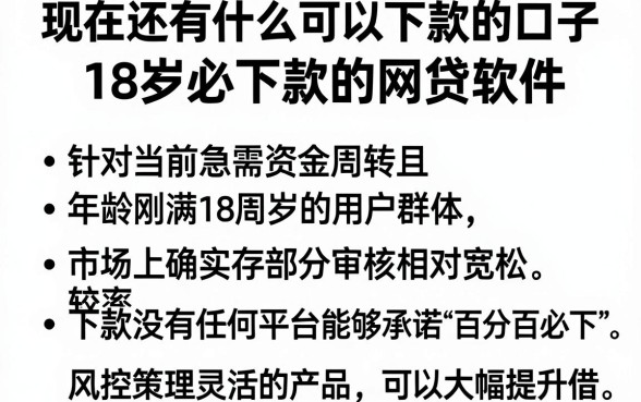 现在还有什么可以下款的口子,规整五个18岁必下款的网贷软件