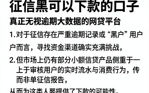 征信黑可以下款的口子,汇总5个真正无视逾期大数据的网贷平台