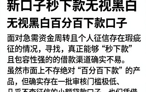 新口子秒下款无视黑白,细致阐述5个不看征信无视黑白百分百下款口子