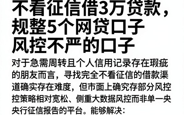 不看征信借3万贷款,规整5个网贷口子风控不严的口子