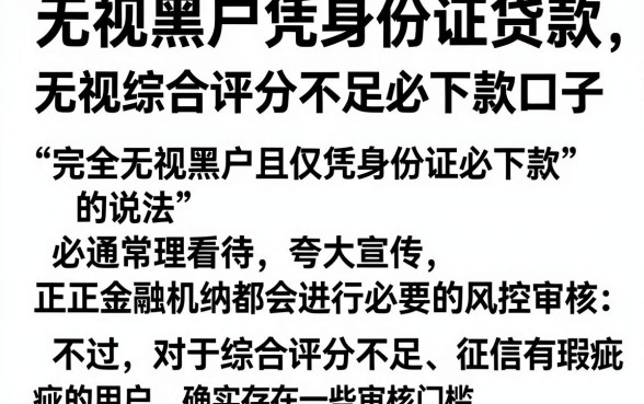无视黑户凭身份证贷款，详尽说明五个无视综合评分不足必下款口子