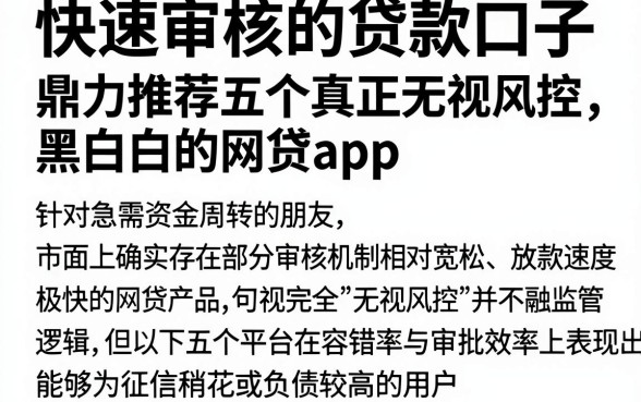 快速审核的贷款口子,鼎力推荐五个真正无视风控黑白的网贷app