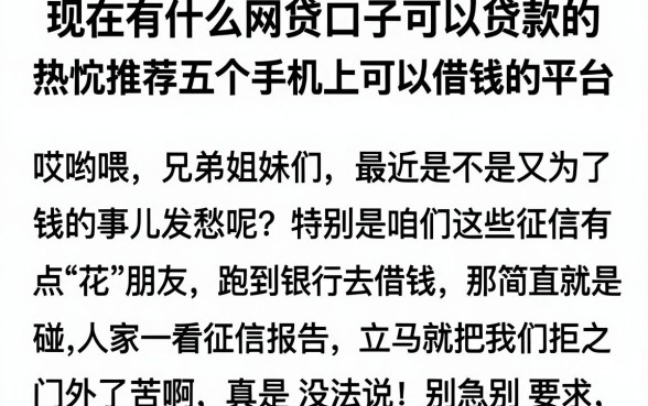 现在有什么网贷口子可以贷款的，热忱推荐五个手机上可以借钱的平台