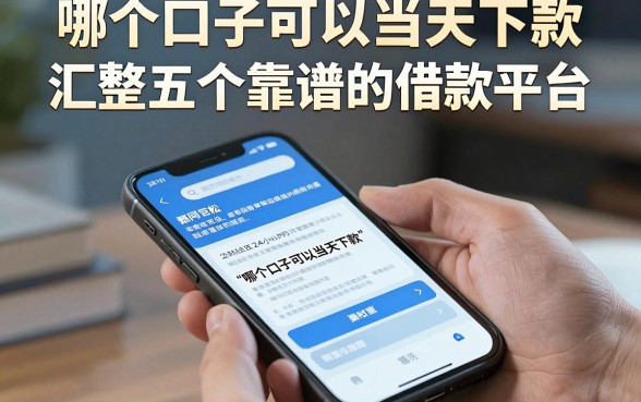 哪个口子可以当天下款，汇整五个靠谱的借款平台