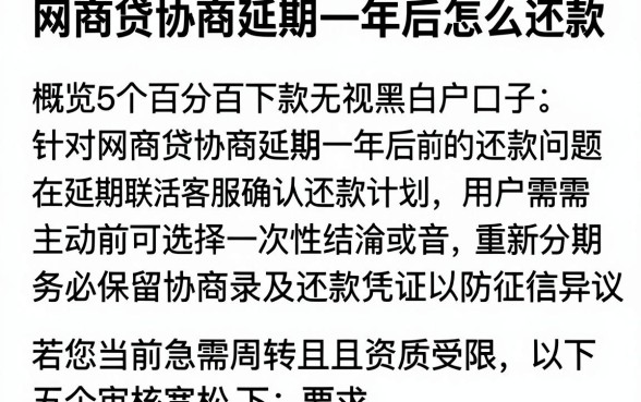 网商贷协商延期一年后怎么还款，概览5个百分百下款无视黑白户口子