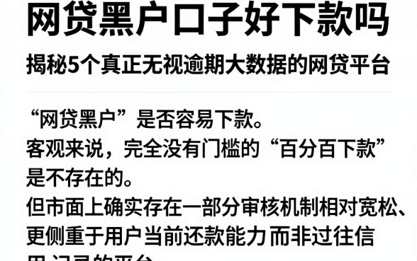 网贷黑户口子好下款吗，揭秘5个真正无视逾期大数据的网贷平台