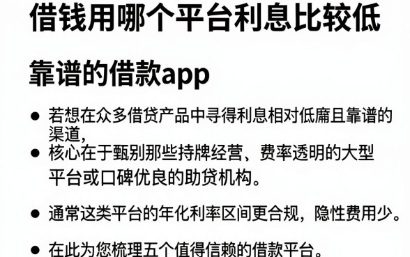 借钱用哪个平台利息比较低，罗列5个靠谱的借款app