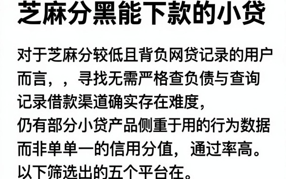 芝麻分黑能下款的小贷,筛选5个不看负债查询的软件
