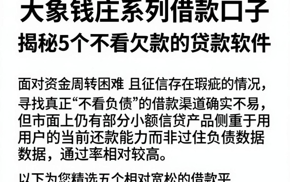 大象钱庄系列借款口子,揭秘5个不看欠款的贷款软件