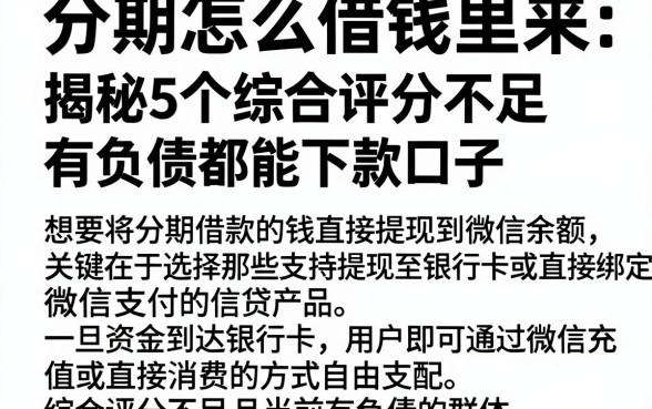 分期怎么借钱出来到微信里面，揭秘5个综合评分不足有负债都能下款口子