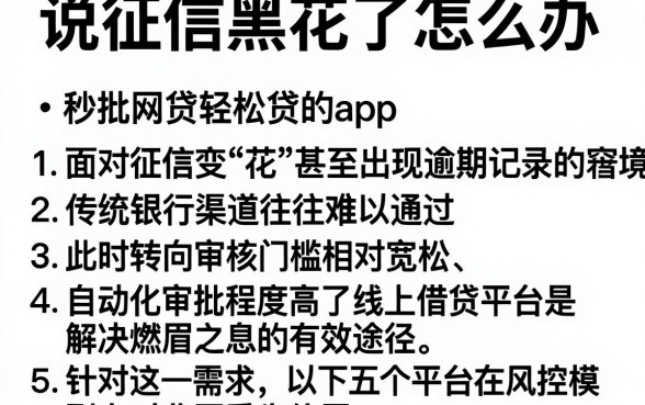 说征信黑花了怎么办，条列5个秒批网贷轻松贷的app