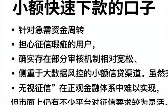 小额快速下款的口子,罗列五个快速下款无视征信的平台