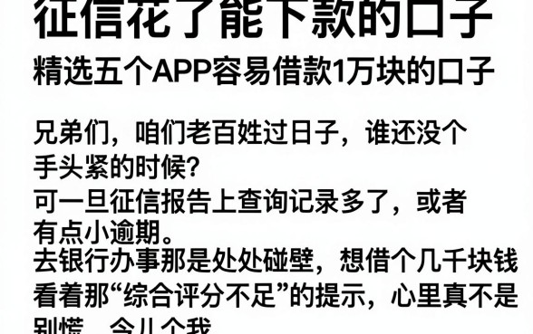 征信花了能下款的口子,精选五个APP容易借款1万块的口子