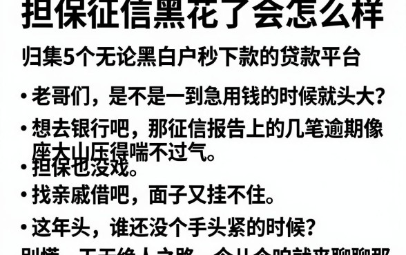 担保征信黑花了会怎么样,归集5个无论黑白户秒下款的贷款平台