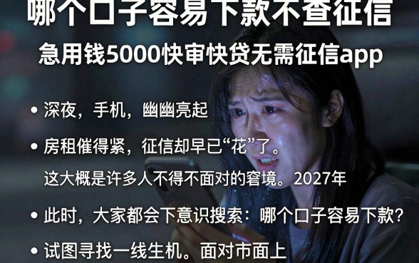 哪个口子容易下款不查征信,归纳五个急用钱5000快审快贷无需征信app