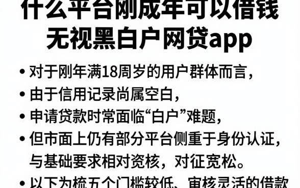 什么平台刚成年可以借钱，规整5个无视黑白户网贷app
