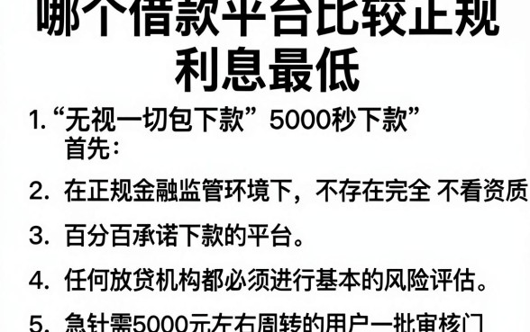 哪个借款平台比较正规利息最低，理出5个无视一切包下款5000秒下款的app