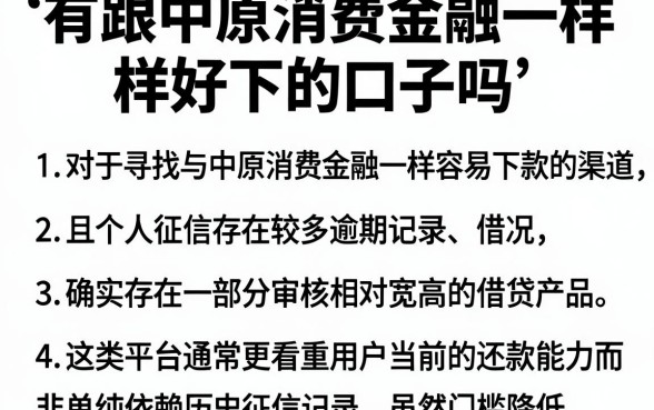 有跟中原消费金融一样好下的口子吗，罗列五个逾期太多能下款平台