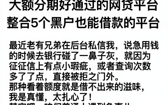大额分期好通过的网贷平台,整合5个黑户也能借款的平台