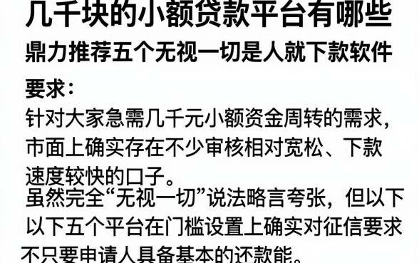 几千块的小额贷款平台有哪些,鼎力推荐五个无视一切是人就下款软件