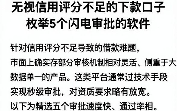 无视信用评分不足的下款口子，枚举5个闪电审批的软件