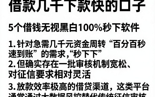 借款几千下款快的口子，细致阐述5个借钱无视黑白100%秒下软件