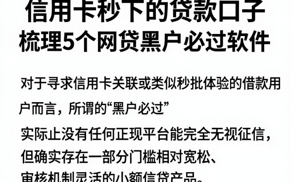 信用卡秒下的贷款口子，梳理5个网贷黑户必过软件