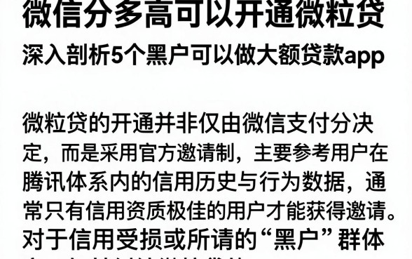 微信分多高可以开通微粒贷，深入剖析5个黑户可以做大额贷款app