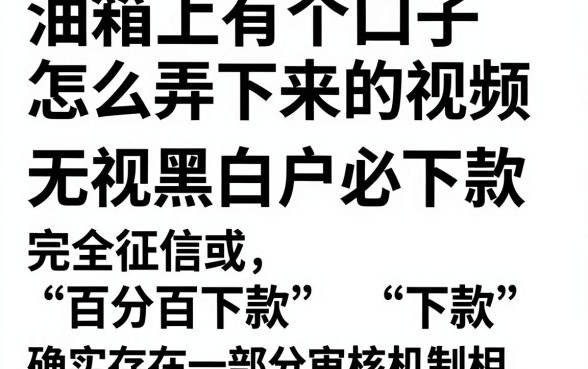 油箱上有个口子怎么弄下来的视频,遴选五个无视黑白100%秒下网贷