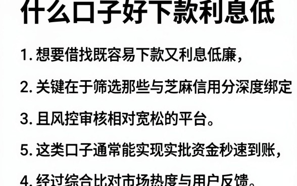 什么口子好下款利息低，罗列五个芝麻借款实时到账速借平台