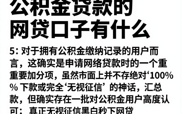 公积金贷款的网贷口子有什么，汇总5个真正无视征信黑白100%秒下网贷