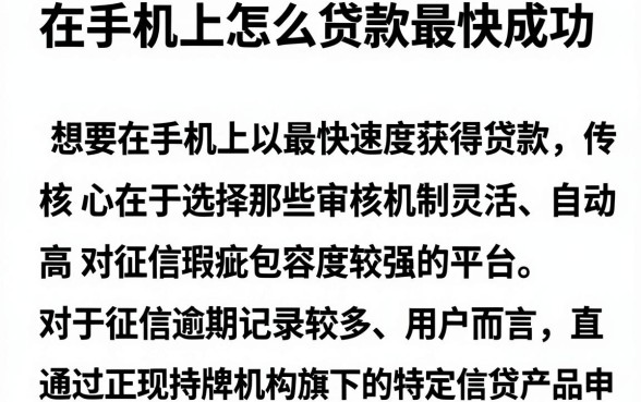 在手机上怎么贷款最快成功，详尽说明5个逾期太多能下款软件