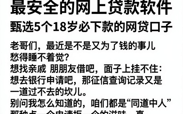 最安全的网上贷款软件,甄选5个18岁必下款的网贷口子