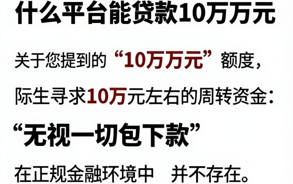 什么平台能贷款10万万元，陈列五个无视一切包下款5000秒下款的平台