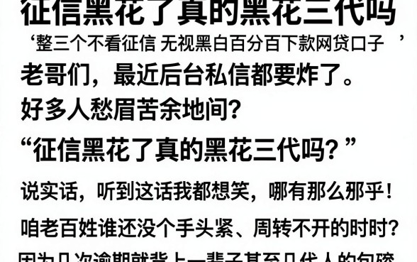 征信黑花了真的黑花三代吗,整理五个不看征信无视黑白百分百下款网贷口子