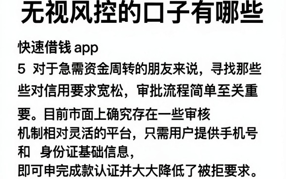 无视风控的口子有哪些,整理5个手机和身份证快速借钱app
