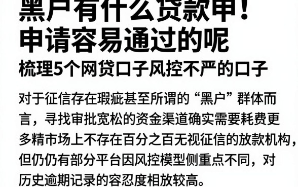 黑户有什么贷款申请容易通过的呢,梳理5个网贷口子风控不严的口子