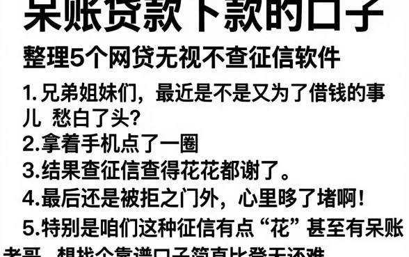呆账贷款下款的口子,整理5个网贷无视不查征信软件