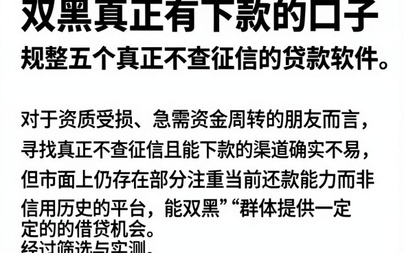 双黑真正有下款的口子,规整五个真正不查征信的贷款软件